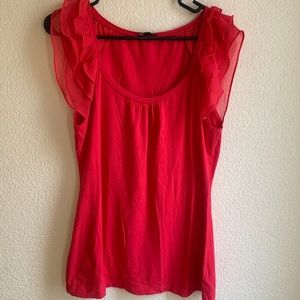Pink ruffle sleeve tank top from Express medium